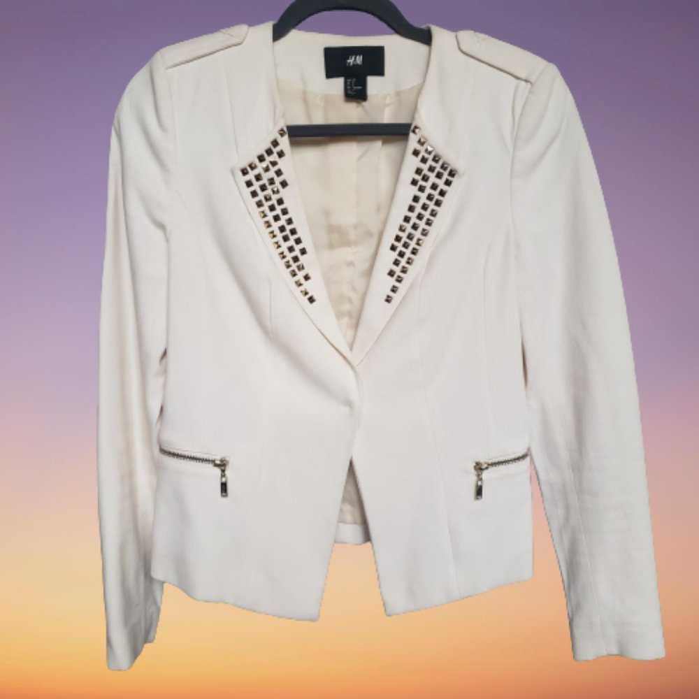H&M Beige Blazer Jacket with Studs Design. NWOT